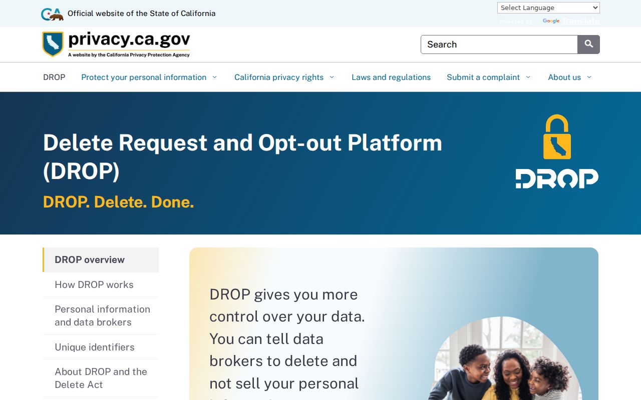 South Gate residents directory California DROP privacy request
