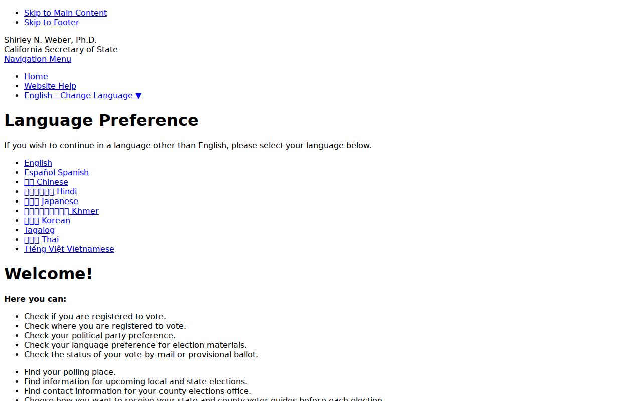 South Gate residents directory California voter status self-check