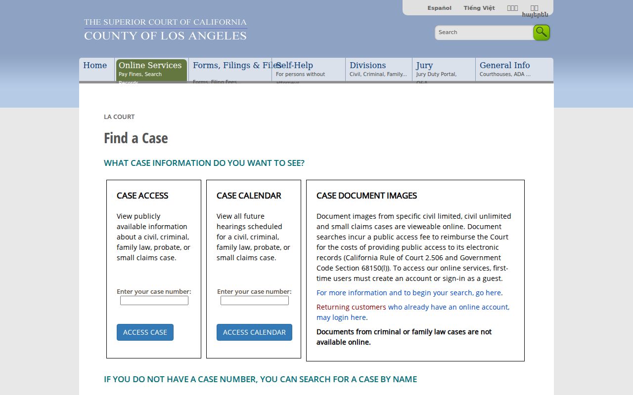 South Gate residents directory Los Angeles Superior Court case search
