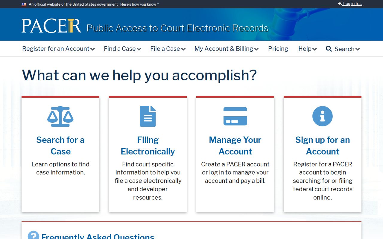 South Gate resident lookup federal PACER court search