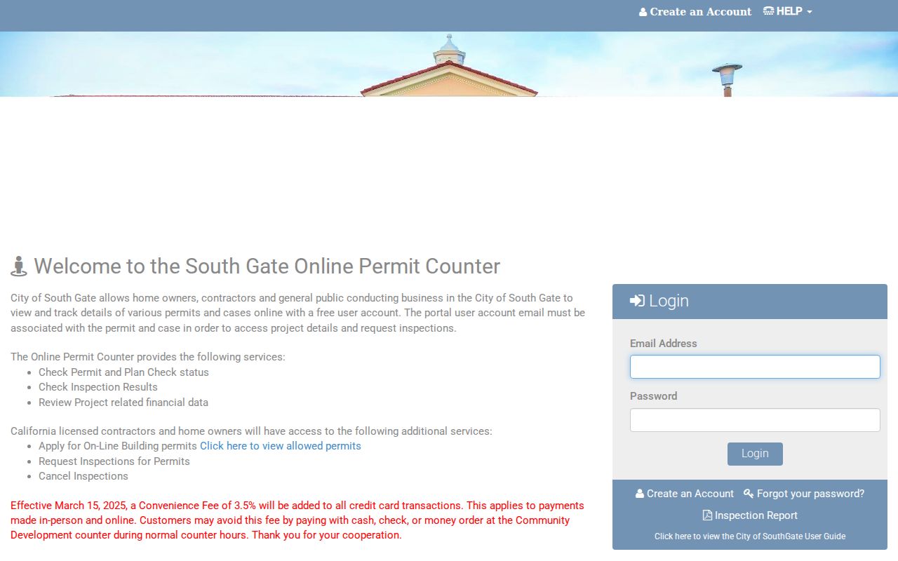 South Gate street directory online permit counter